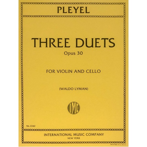 Duets 3 Op. 30 for Violin and Cello Edited by Waldo Lyman