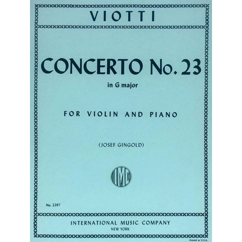 Viotti - Concerto No. 23 in G Major for Violin and Piano, Ed. Gingold