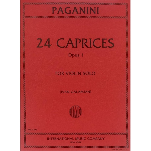 Paganini - 24 Caprices Op. 1 for Violin Edited by Galamian