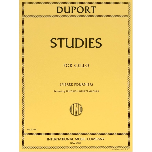 Duport 21 Studies for Cello, Edited by Pierre Fournier, Revised by Friedrich Greutzmacher, Cello Solo, International Music Company