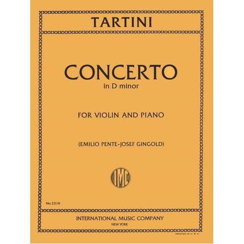 Tartini - Concerto D Minor Violin/Piano (Softcover Book)