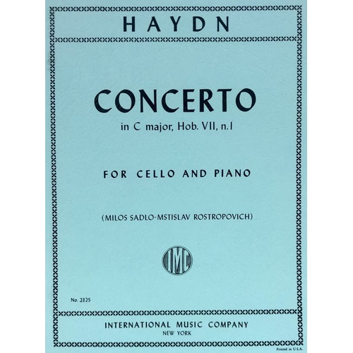 Haydn - Concerto in C Major Hob VIIb:1 for Cello and Piano, Score and Part, Edited by Rostropovich