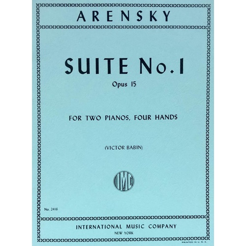 Arensky Suite No. 1 Op. 15 for Two Pianos, Four Hands - Set of 2 Playing Scores