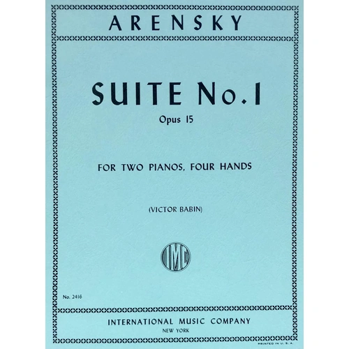 Arensky - Suite No. 1 Op. 15 for Two Pianos, Four Hands, Edited by Babin, Set of 2 Scores