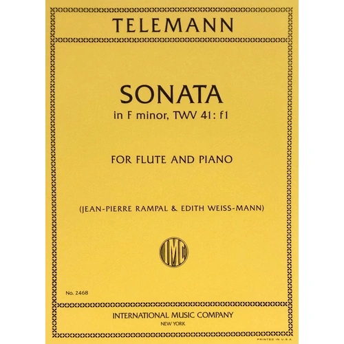 Telemann Sonata in F Minor for Flute and Piano, Edited by Rampal