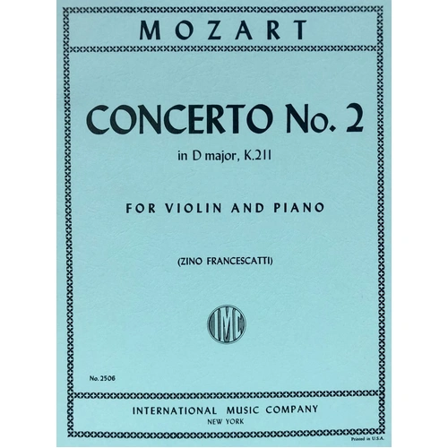 Mozart Concerto No 2 in D Major K. 211 for Violin/Piano Edition Francescatti