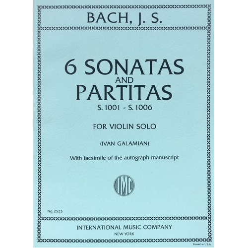 Bach - 6 Sonatas & Partitas for Violin, Ed. Galamian, International Edition, BWV 1001-1006, 108 Pages
