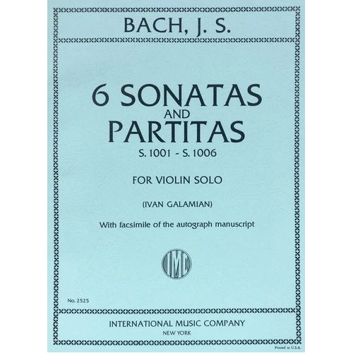 Bach - 6 Sonatas & Partitas for Violin, Edited by Galamian, International Music Company, BWV 1001-1006, 108 Pages