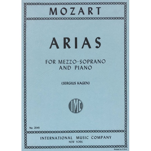 Mozart Arias for Mezzo Soprano and Piano - 7 Pieces Including Cosi fan tutte and Le nozze di Figaro