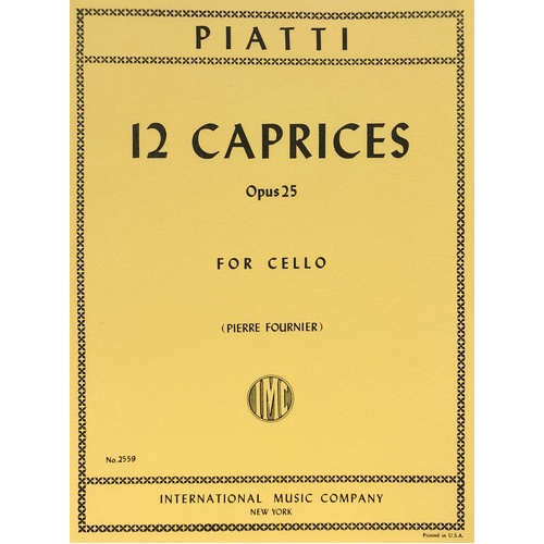 PIATTI 12 Caprices Op 25 Cello Solo Edited by Pierre Fournier