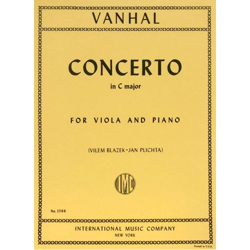 Vanhal - Concerto in C for Viola and Piano, Score and Part, Edited by Plichta