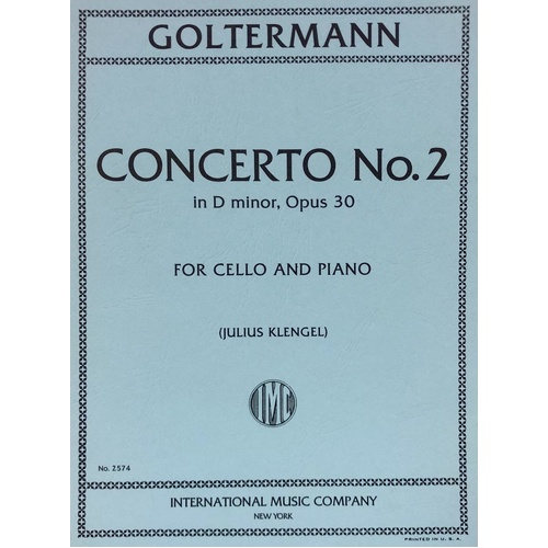 Concerto No. 2 in D Minor, Op. 30 for Cello and Piano, Edited by Klengel