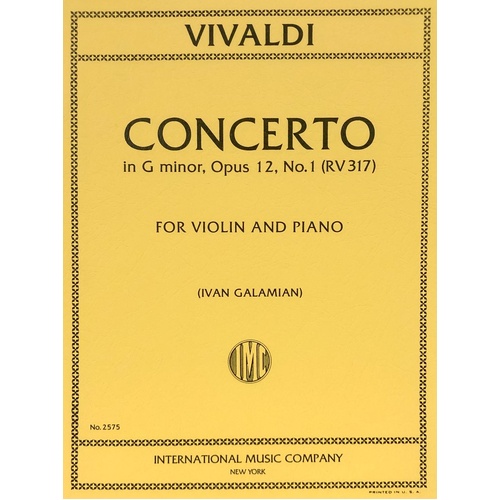Concerto in G Minor, RV 317 (Op. 12 No. 1) for Violin and Piano, Edited by Ivan Galamian
