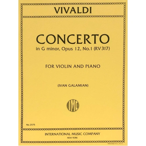 Concerto in G Minor RV 317 Op 12 No 1 for Violin and Piano by Vivaldi