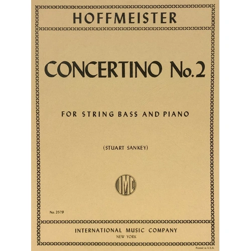 Concertino No. 2 for Double Bass by Franz Anton Hoffmeister, Edited by Stuart Sankey, Score and Part