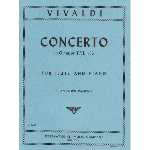 Concerto G Op 10 No 6 F Rv 437 Ed Rampal Flute Piano (Softcover Book)