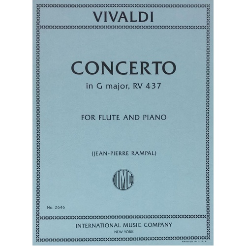 Vivaldi Concerto in G Major Op. 10 No. 6 RV 437 for Flute - International Music Company