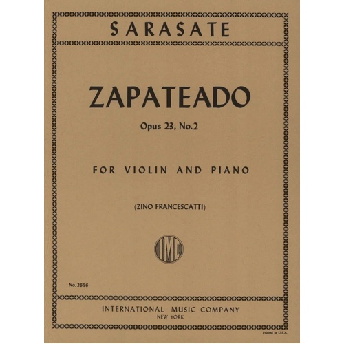 Sarasate - Zapateado Op. 23 No. 2 for Violin/Piano, International Music Company, 1 Page