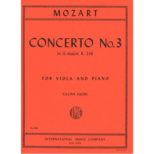 Mozart - Concerto No. 3 in G K. 216 for Viola Arranged by Lillian Fuchs