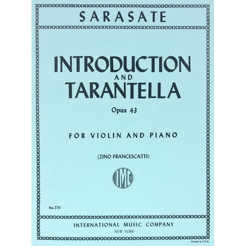 Sarasate - Introduction and Tarantella Op. 43 for Violin/Piano