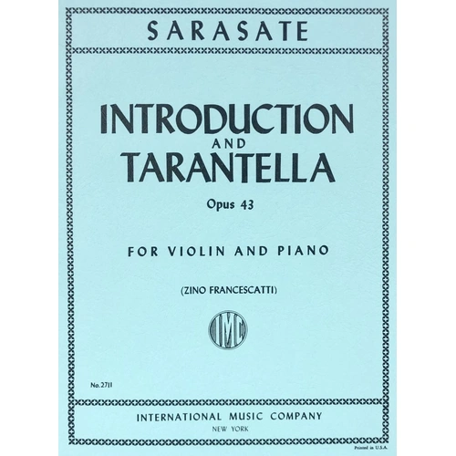 Sarasate: Introduction & Tarantella Op. 43 for Violin and Piano - Score and Part