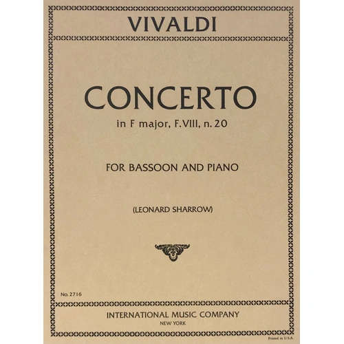 Concerto in F Major, RV 489 for Bassoon - Vivaldi, Edited by Leonard Sharrow, Score and Part