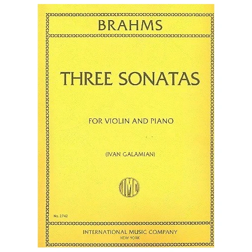 Brahms - 3 Sonatas Op. 78, 100, 108 for Violin and Piano, Ed. Galamian
