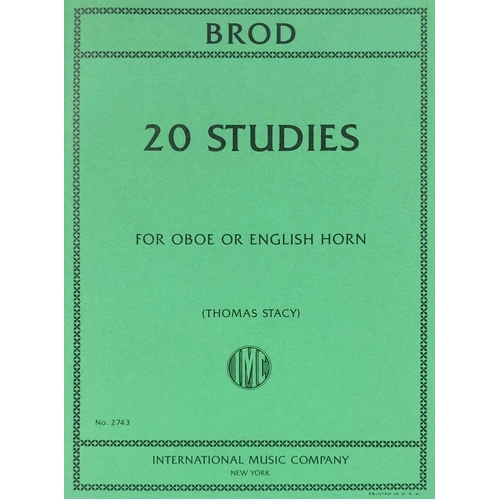 20 Studies for Oboe by Henri Brod, Edited by Thomas Stacy, Oboe Solo, International Music Company