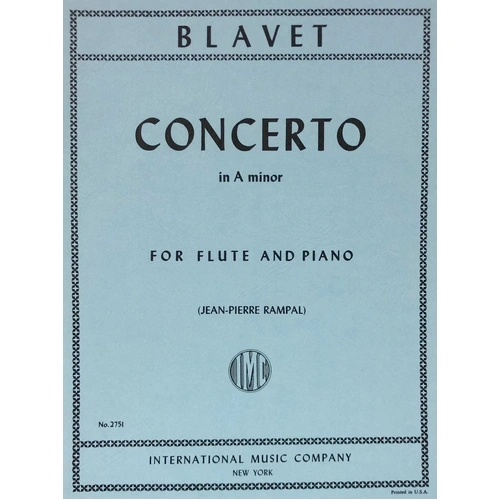 Concerto in A Minor for Flute, Score and Part by Michel Blavet, Edited by Jean-Pierre Rampal
