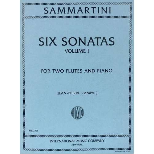 6 Sonatas for Flute, Volume I by Giovanni Battista Sammartini, Edited by Jean-Pierre Rampal, Score and Parts