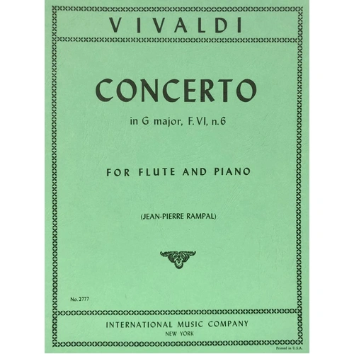 Vivaldi Concerto in G Major RV 438 for Flute - Edited by Jean-Pierre Rampal, Score and Part, International Music Company