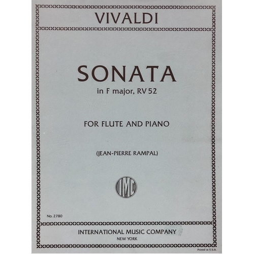 Sonata in F Major, RV 52 for Flute - Edited by Jean-Pierre Rampal
