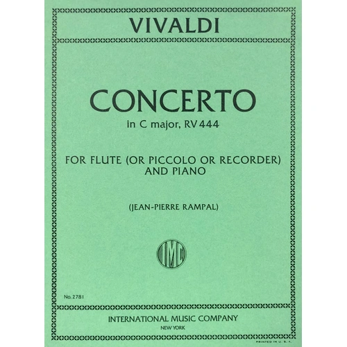 Concerto in C Major, RV 444 for Flute - Edited by Rampal, Score and Part
