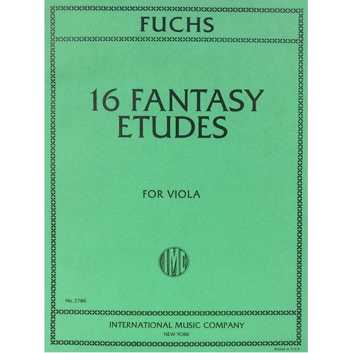 Fuchs 16 Fantasy Etudes for Viola - Viola Solo, Composer Lillian Fuchs, International Music Company, 1 Page