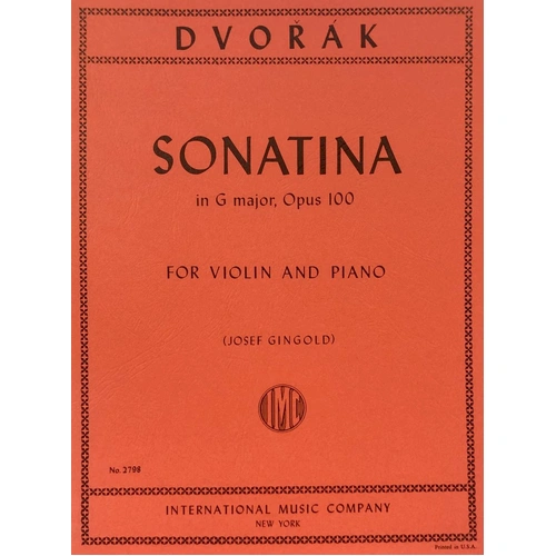 Dvorak Sonatina in G Major Op. 100 for Violin and Piano - Score and Part