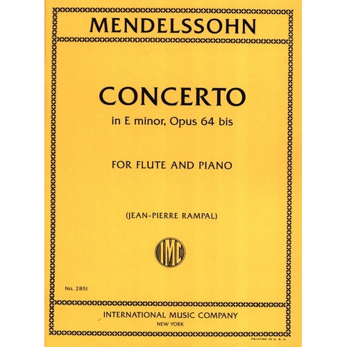 Mendelssohn Concerto in E Minor Op. 64 Bis for Flute and Piano - 28 Pages