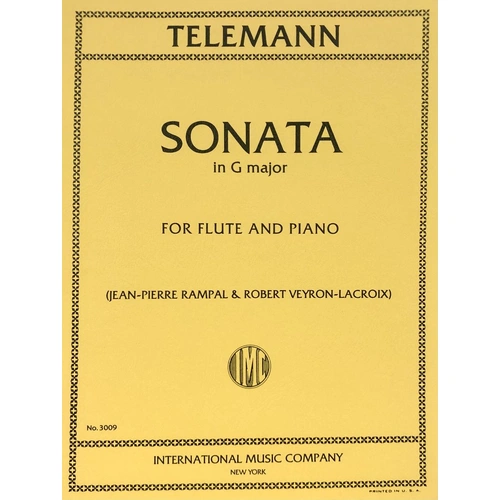 Telemann - Sonata in G for Flute and Piano, Ed. Rampal, International Music Co.