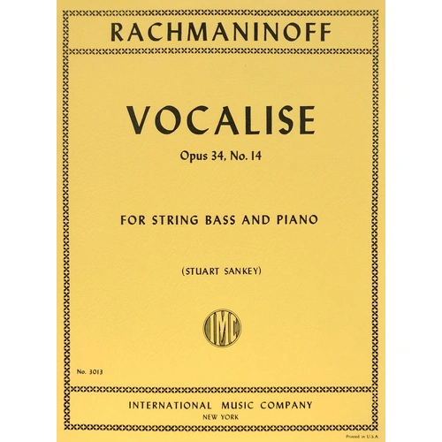 Rachmaninoff Vocalise Op. 34 No. 14 for Double Bass and Piano