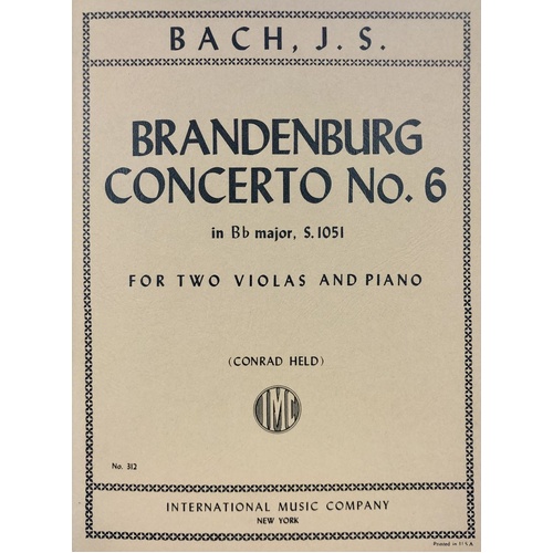 Brandenburg Concerto No. 6 for Viola and Piano, BWV 1051 by Johann Sebastian Bach, International Music Company