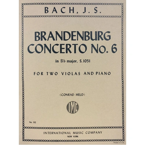 Brandenburg Concerto No. 6 for Viola and Piano, BWV 1051 by Johann Sebastian Bach, International Music Company, 1 Page