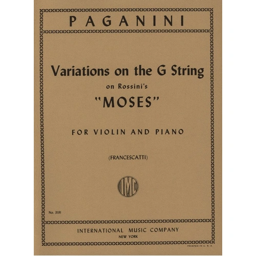 Variations on G String Moses Rossini for Violin and Piano by Nicolo Paganini