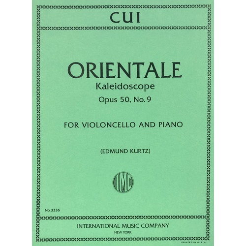 Cui - Orientale (Kaleidoscope) Op. 50 No. 9 for Cello and Piano, Score and Part