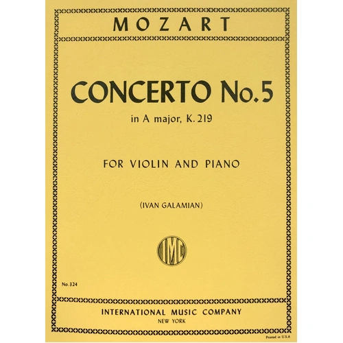 Mozart Concerto No 5 in A Major K 219 for Violin and Piano with Cadenzas by Joseph Joachim