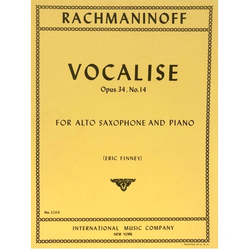 Rachmaninoff Vocalise Op. 34 No. 14 for Alto Saxophone and Piano, Edited by Eric Finney