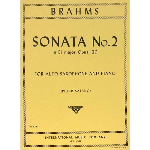 Brahms Sonata No. 2 in E Flat Major Op. 120 for Alto Saxophone and Piano