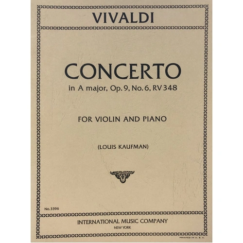 Vivaldi Concerto in A Major Op. 9 No. 6 RV 348 for Violin and Piano