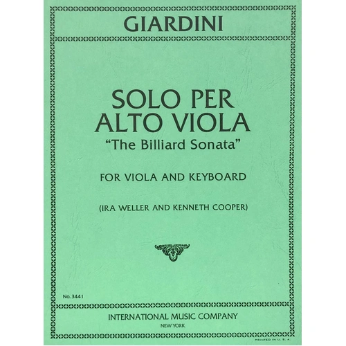 Solo per Alto Viola by Felice di Giardini, Edited by Weller/Cooper, Score and Part, International Music Company