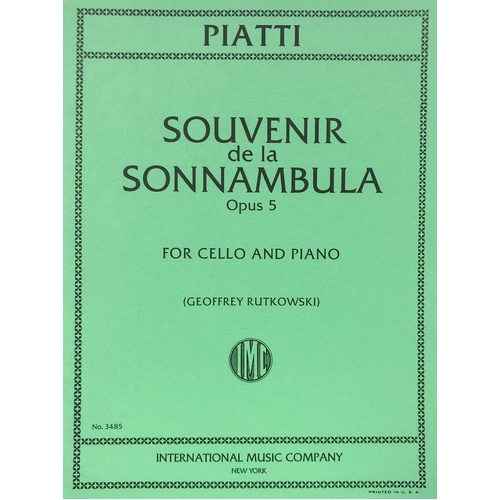 Piatti - Souvenir de la Sonnambula Op. 5 for Cello and Piano
