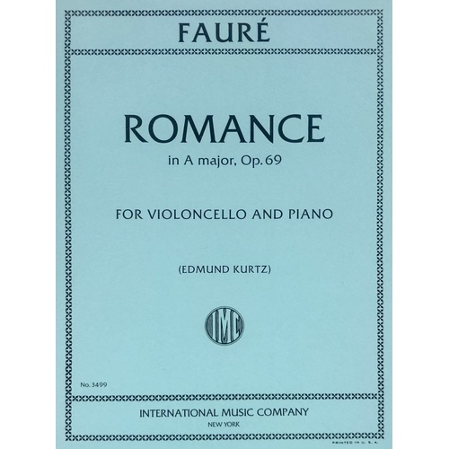 Faure Romance in A Major Op. 69 for Cello and Piano - International Music Company