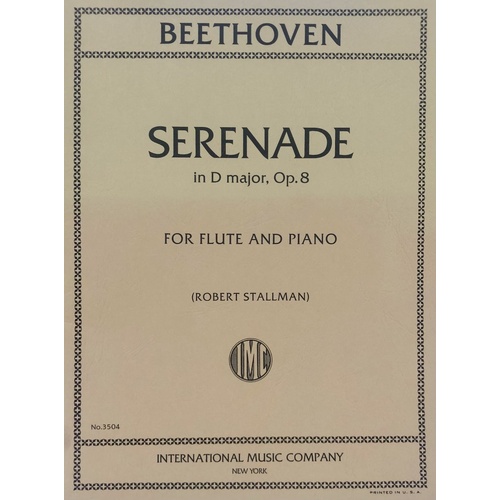 Beethoven Serenade in D Major Op. 8 for Flute and Piano, Edited by Robert Stallman, Performance Parts